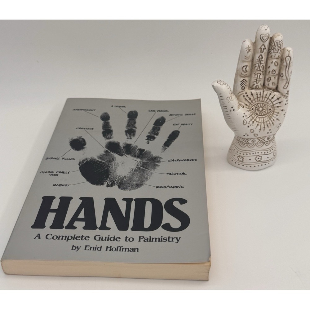 Palmistry Book 1983 A Complete Guide to Palmistry Enid Hoffman w/Bonus Statue